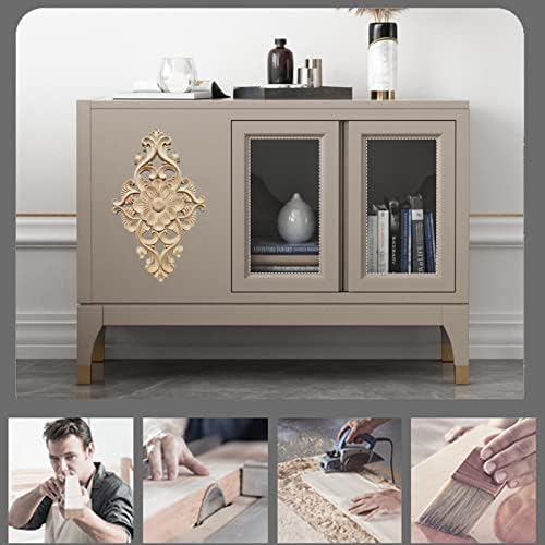 Wood Applique for Furniture 2 Pcs Wood Carved Corner Decal Carved Wood Decal Unpainted Corner Applique Wood Carved Onlay Applique Unpainted for Doors, Windows, Cabinets, Various Furniture21*15cm