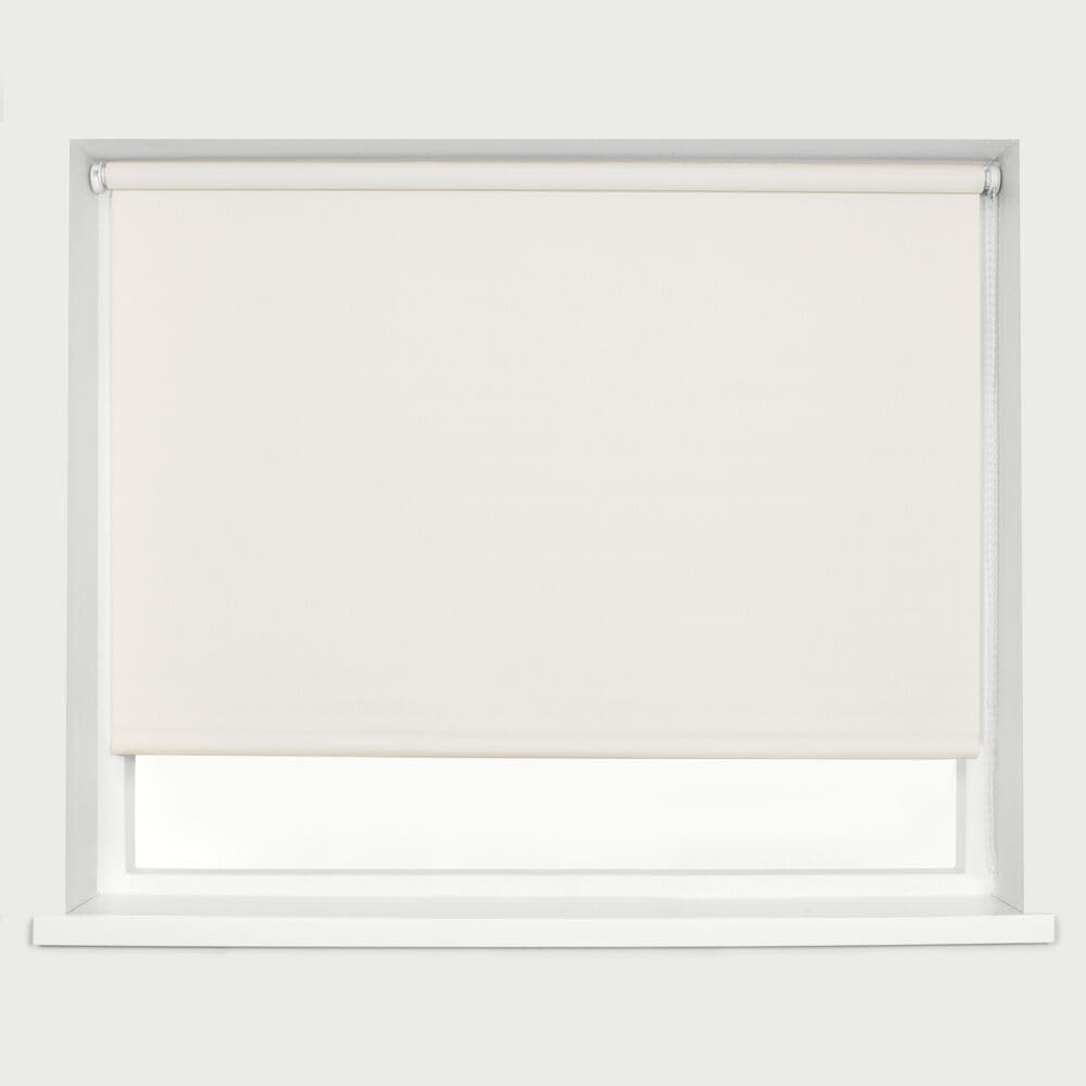Natural Blackout Roller Blinds Thermal Blackout Material Metal Brackets & FIttings 25mm Roller Tube Easy Fit Child Safe Bedroom Office 150cm Width x 160cm Length