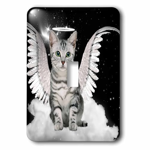 Interrupteur à bascule chat tabby ange gris plaque de prise murale originale décorative - 2