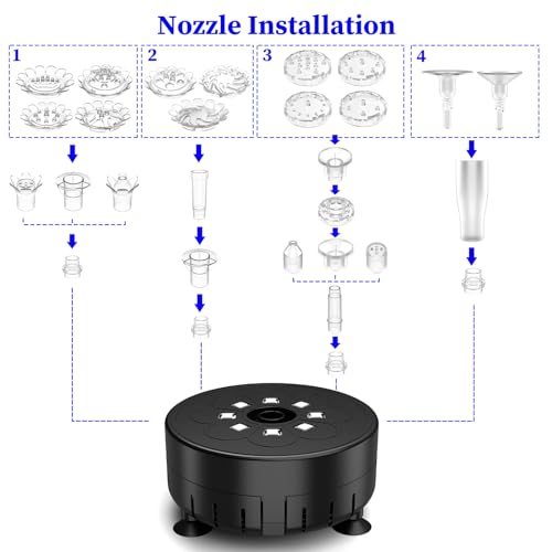 image for SUJFEE 8W Solar Fountain with 3000mAh Battery, DIY Rechargeable Solar 