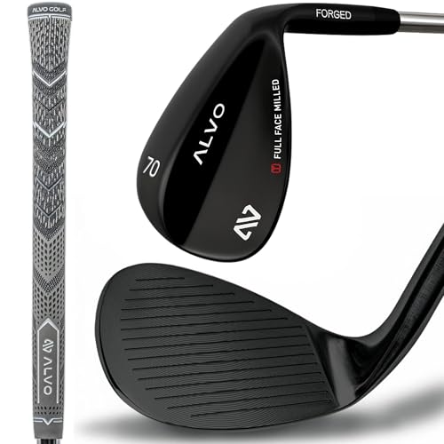 ALVO GOLF Stealth Black - Individual Golf Wedges 70 Degree - Wedge Mens Golf - Sand and lob Wedge Golf Club for Men - Premium Grip (Black 70 Degree Individual Wedge)