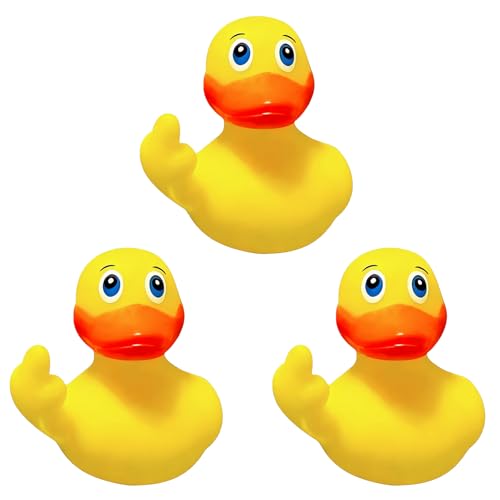 Image of 3pcs Rubber Ducks Mini Ducks for Kids Baby Shower Decorations Birthday Party Favors Gift Classroom Bathroom Car Dashboard Decorations (Middle Finger Duck)