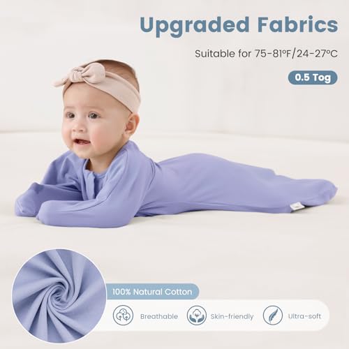 Image of ZIGJOY Swaddle Sleep Sack 6-12 Months, 1.0 Tog Cotton Baby Swaddle Blanket | 100% Cotton - Soft & Breathable & Non-shrink, 2-way Zipper for Easy Diaper Changes, Long Sleeves Allow Self-soothing