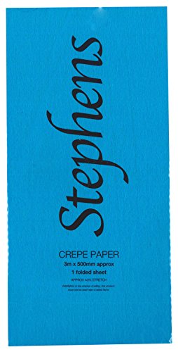 Stephens Crepe Paper Light Blue Coloured 40% Stretch 3m x 0.5m Sheet For Papercraft Gift Wrapping Collages Paper Chains Stained Glass Windows Craft Projects