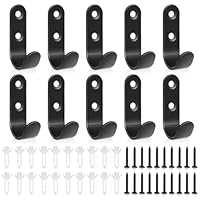 Auskee 10 Pcs Black Coat Hooks Wall Mounted- Heavy Duty Wall Hook for Hanging Coats, Robes, Towels | Wall Mounted Garage Hooks for Home, Bathroom, Kitchen, Door
