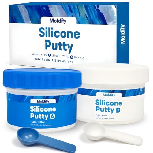 Moldify Silicone Putty Fast Set (250ml Part A + 250ml Part B) | 40-Second Work Time | 2.0-Minute Cure | Easy 1:1 Mixing