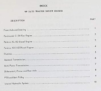 Service Repair Parts Catalog Operators Manual Set for Massey Ferguson to 35 Diesel Tractor Owners Shop Book