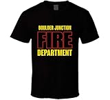 SHAMBLES TEES Boulder Junction Fire Department Personalized City T Shirt Black