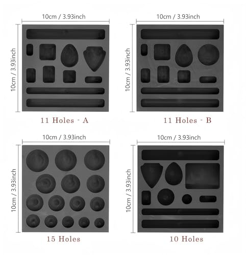 2 Pieces Graphite Ingot Molds, HOMOMSAE 11-in-1 & 15-in-1 Metal Molds Set for Casting DIY Gold Silver Aluminum Copper Brass(11 Holes-A +15 Holes) - Thumbnail 3