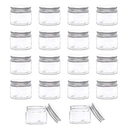 BENECREAT 18 Pack 40ml Clear Plastic Storage Containers with Aluminum Screw Caps for Travel Cosmetics Body Care, DIY Arts Crafs, Beads, Dry Food Snacks