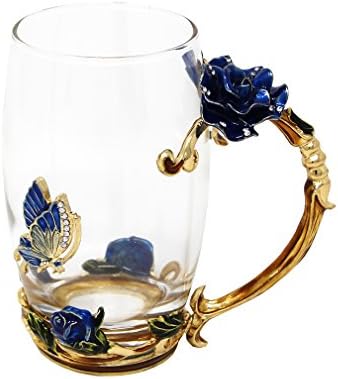 Coffee Cups and Mugs, Novelty Enamel Handle & Flower Design, Special Gifts for Her