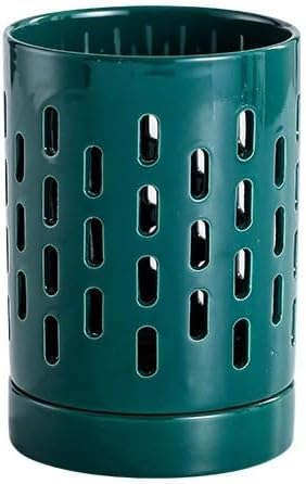 Utensil Caddy Kitchen Utensil Holder for Countertop, Hollowed-out Ceramic Utensil Crock, Stable Cooking Utensil Caddy Organizer with Drain Tray, White/Green Utensil Holder ( Color : Green , Size : 002