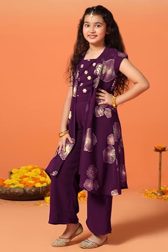 Image of Fashion Dream Girls Georgette Embroidered Palazzo Set|Kids Ethnic Wear|sharara set for girls|Indo Western Set