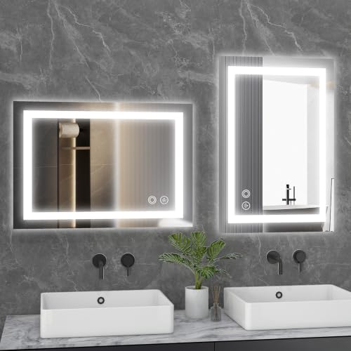 Image of NEWBULIG 20 inchx 28 inch LED Bathroom Mirror with Lights, Anti-Fog | Lighted Bathroom Vanity Mirror for Wall, Memory Function, Dimmable, Tempered Glass, Shatter-Proof