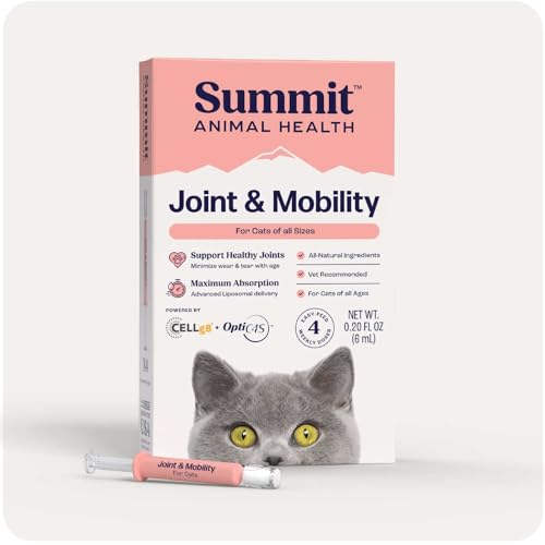 Summit Feline Pain Relief Supplement Inflammation Hip & Joint Support Vitamin for Cats - Natural Chrondroitin with Liposomal Delivery for Arthritis - Drug Free - All Ages
