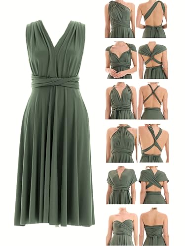 Juvell Infinity-Kleid kurz - Brautjungfernkleider Midi - Infinity Dress - Hochzeit - Elegantes Cocktailkleid-Abendkleid-Abschlussball - 1100 (40-44,...