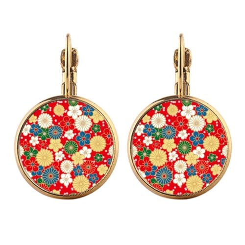 Boucles d'oreilles pendantes à clip or et fleurs japonaises pour vos soirées