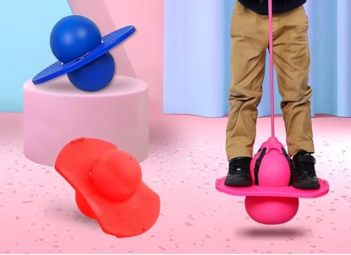 Image of Children's Fitness Bouncing Ball with Handle, Inflatable Hopper for Kids & Adults, Elastic Jumping Ball for Indoor & Outdoor Play, Balance Coordination Exercise Toy (Multicolor)