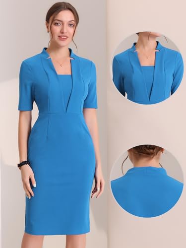Image of Allegra K Work Dresses for Women's Short Sleeve Business Office Pencil Dress