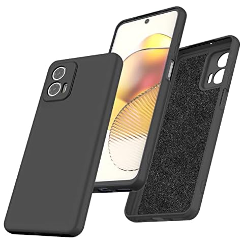StarLodes Compatible for Motorola Moto G73 2023 Phone Case,Liquid Silicone Case with Microfiber Lining Anti-Scratch-Black Cover