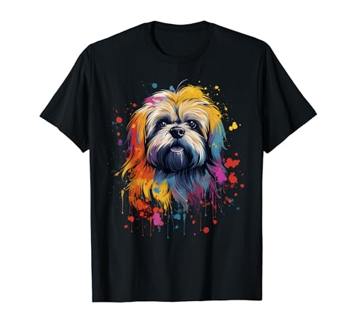 Adorable chien Lhassa Apso sur Lhassa Apso peint T-Shirt