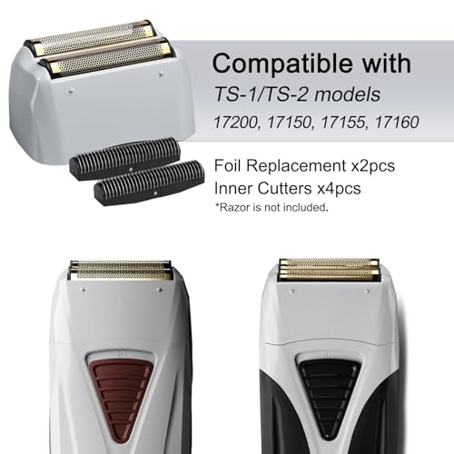 Image of 2Pack Gold Pro Foil and Cutters Replacement for Andis TS-1, TS-2 (17150 /17155 /17200) Shavers. (Foil Replacement x2, inner cutters x4)