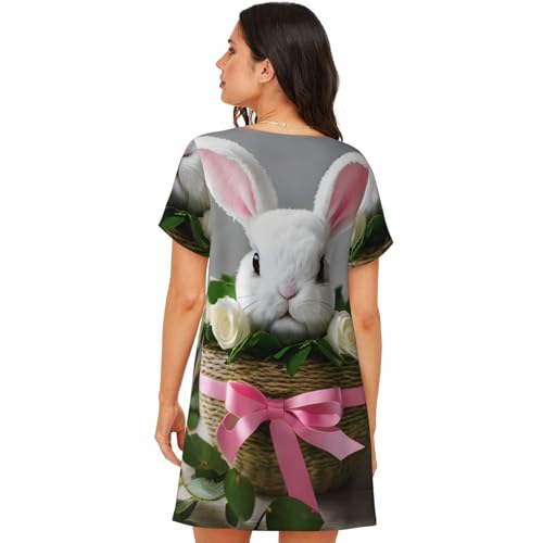 Chemise de nuit lapin à manches courtes pour femme - 2