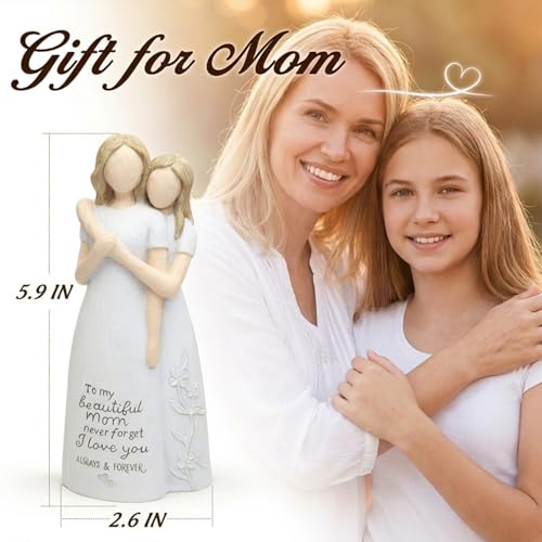 Figura escultórica madre e hija en resina pintada a mano miniatura 2