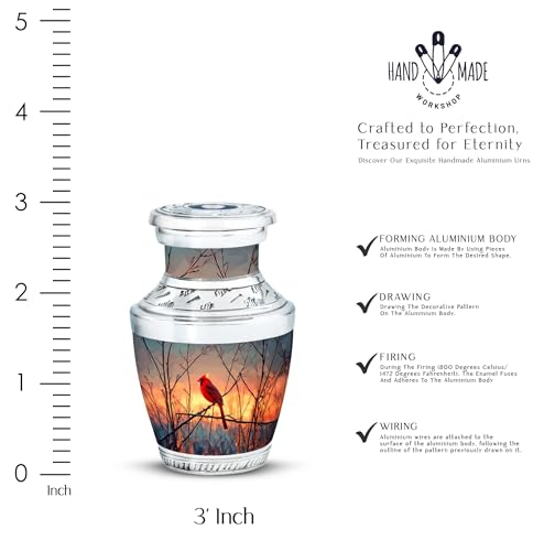 Image of Cardinal Bird Urn Burial Urn for Ashes for Men & Women 3 Inch 4 Qty | Decorative Urns Funeral Urns