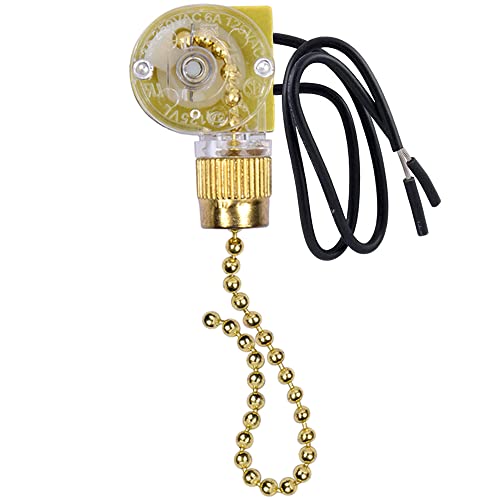 Akahttbn Ceiling Fan Light Switch Zing Ear ZE-109,Two-Wire Control On-Off Compatible with Hunter Ceiling Fans Light Lamps and Wall Lights Replacement(Brass)
