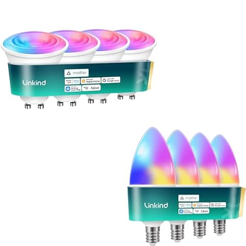 Linkind Matter E12 Led Bulb 4pack & Matter GU10 Smart Bulbs 4pack — $79.98 (20% off)