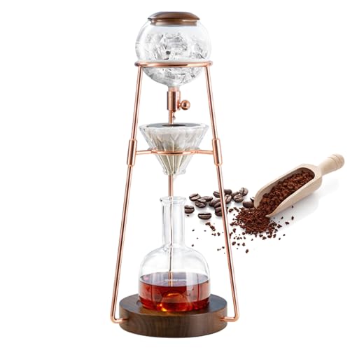 Cafetera de goteo de hielo,Cafetera de Goteo en Frío Ice Cold Brew Dripper Torre de Goteo, cafetera helada de goteo fría, fabricación de té, jarra de vidrio de velocidad ajustable para acampar en casa