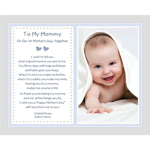 1st Mother's Day Together Poem from Son to Mommy, Gift from New Baby Boy, 8x10 Inch Personalized Custom Print