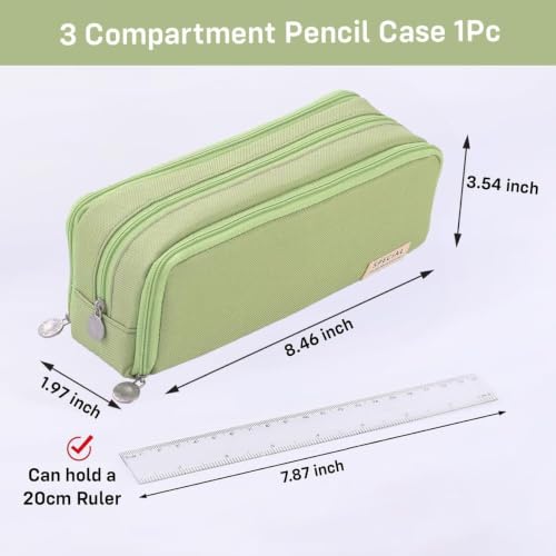 Image of WORSHIPER Big Capacity Pencil Pen Case Bag with Zipper Office College School Storage Large Capacity Bag Pouch Holder Box Organizer Colorful (Special -Dark Green)