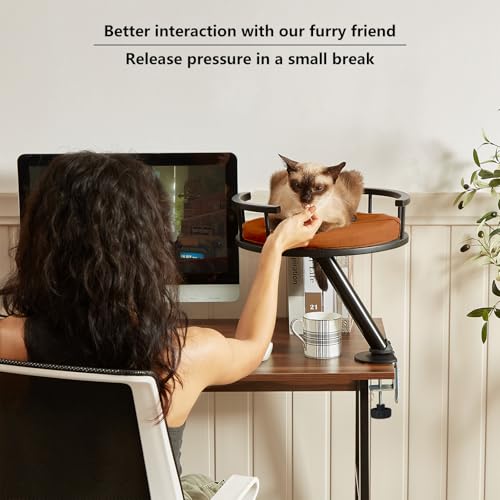 Juopool Cama de mesa para gatos – cama de gato montada para escritório em casa, poleiro de mesa de g