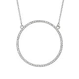 Ouran Open Circle Pendant Necklace for Women,Rose Gold and Silver Plated Long Chain Necklace for Gir