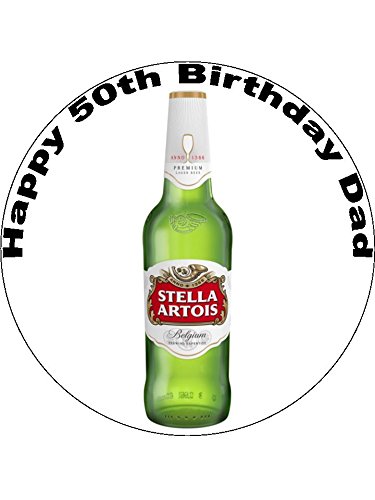 7.5 Stella Artois Bottle Personalised Edible Icing Birthday Cake Topper