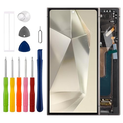 Duotipa Pantalla OLED de 6,8 pulgadas para Samsung Galaxy S24 Ultra SM S928B, SM S928E (negro con marco) (con huella), pantalla LCD táctil, digitalizador, montaje con kit de herramientas de reparación