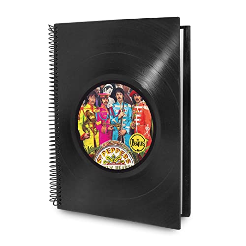 Agenda Anual 2024 Día por Página - Tamaño A5 - Fabricación Artesanal con Tapa Dura Discos de Vinilo LP - Incluye Calendario, Notas y Marcapáginas - Retro Vintage Rock - Beatles