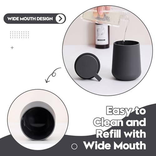 Image of YAUKPH Matte Gray Foaming Hand Soap Dispenser Plastic 11 oz - Modern Minimalist Style for Bathroom & Kitchen Countertop Refillable