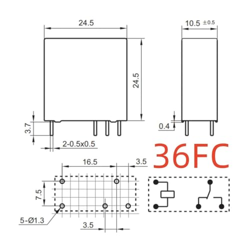 Relé JZC-36F 012-ZS de 5 pines interruptor para placas impresas de automoción 2