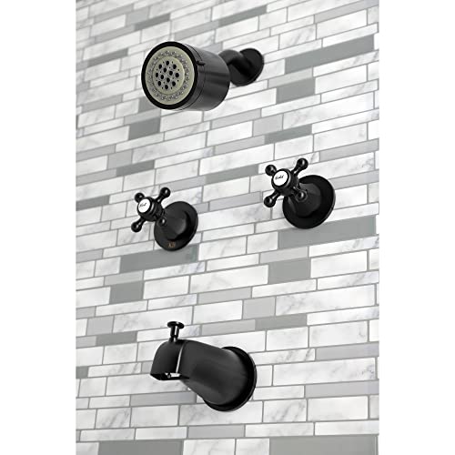 Grifo para bañera y ducha Kingston KBX8140BX, acabado negro mate, colección Metropolitan; con dos mangos; construcción de latón y ABS de grado técnico; cartucho sin empaques duradero miniatura 5
