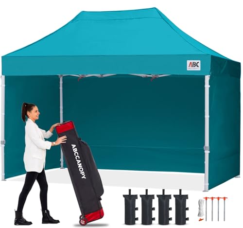 Image of ABCCANOPY Commercial Pop Up Canopy Tent with Sidewalls 10X15,Turquoise