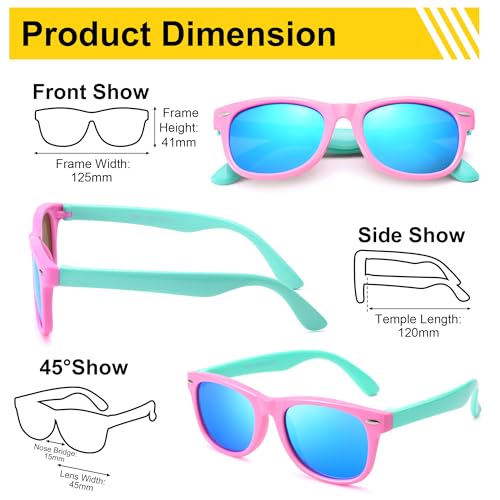 Image of AZORB Kids Polarized Sunglasses TPEE Rubber Flexible Frame for Boys Girls Age 3-10, 100% UV Protection