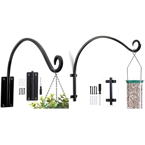 Lifyzoon Heavy Duty Plant Hanger Bracket (16"/Black) Outdoor Hand-Forged Hanging Plant Bracket Durable and Stable Bird Feeder Hanger… Cover