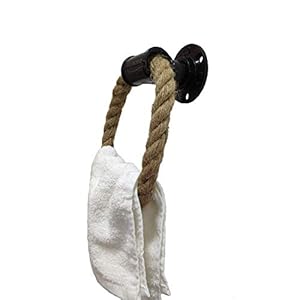 Nautical Towel RingIndustrial Pipe Rope Towel Ring Wall Mounted Rustic Hand Towel Holder Bathroom Decor