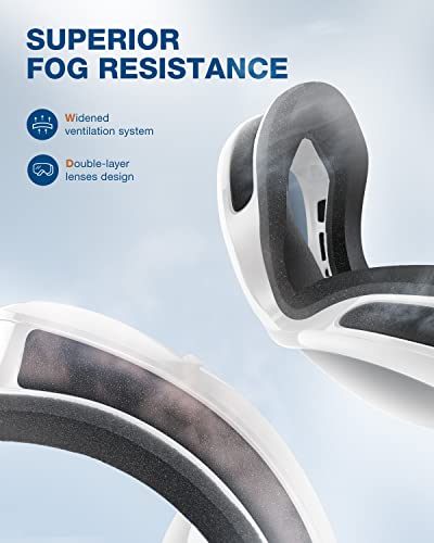 Zionor YA-EU-B1-WHITE-GREYREVOSILVER Lagopus Ski Snowboard Goggles Uv Protection Anti Fog Snow Goggles For Men Women Adult Youth Vlt 8.6% White Frame Silver Lens thumb #8