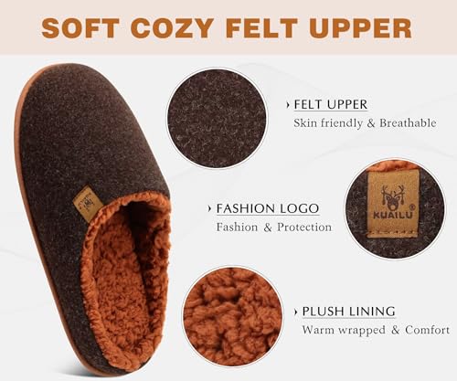 Image of KuaiLu Mens House Memory Foam Slippers with Comfortable Warm Plush Lining