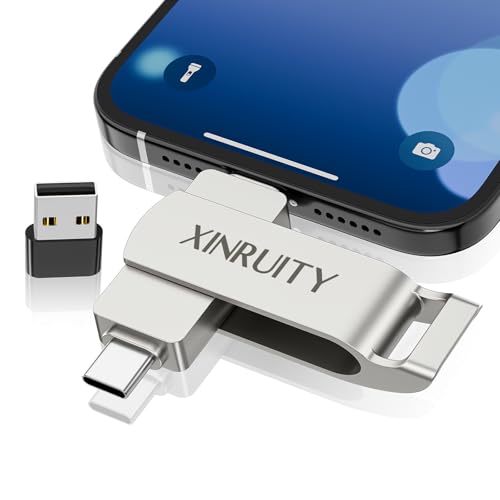 XINRUITY128GB iphone usbメモリ不要アルバム直接保存 3in1iphone バックアップ アプリ i- Phone/i -Pad/PC/Android/Macに対応 写真・動画保存 スマホ容量不足解消