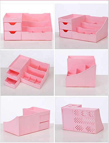 Uncluttered Designs Makeup Organizer With Drawers — Cute Kawaii Countertop Storage For Cosmetics — Pretty Vanity Holder For Perfume, Skincare, Brush, Lipstick, Nail Polish And Other Accessories (Pink) #TOP4